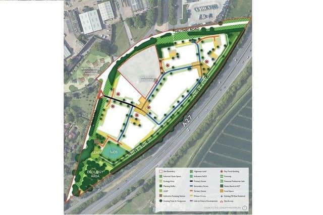A map of where up to 120 homes could be built in Wallington