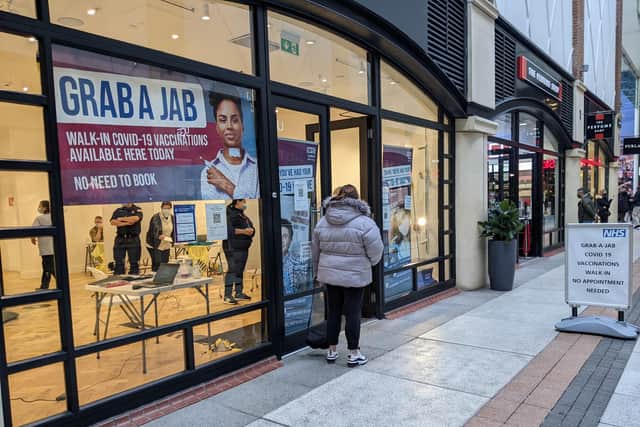 Outside the pop-up clinic at Gunwharf Quays. Picture: Emily Turner