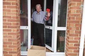 Gosport Voluntary Action has been supporting the community through its Close Encounters project. Pictured: Mr M, a pleased recipient of an activity pack to help with his painting