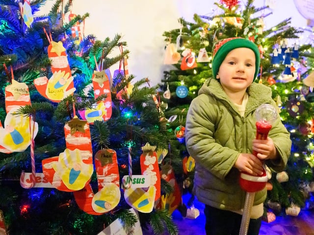 Pictured is: Luca Goulding, 4, next to the tree he helped decorate, the Alverstoke Sea Horse and Bumblebeeâ€™s tree.Picture: Keith Woodland (071221-67)