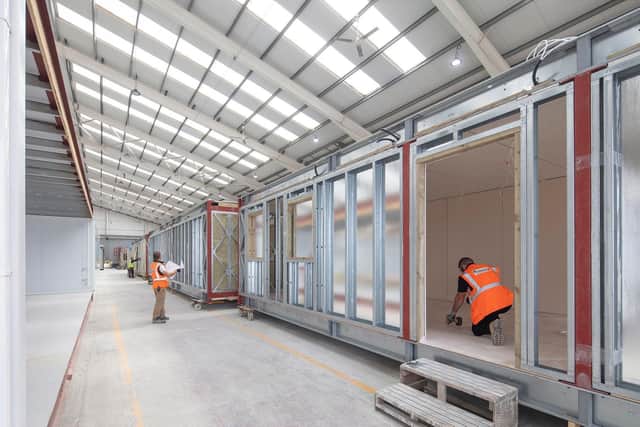 Interior shot of Premier Modular's factory