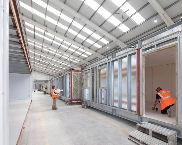 Interior shot of Premier Modular's factory