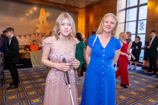 After three years of Covid, the A World With Friends prom was back at Portsmouth Guildhall on Wednesday 1st June 2022
Pictured: Matilda Holroyd
and her mother Tessa Holroyd
Picture: Habibur Rahman