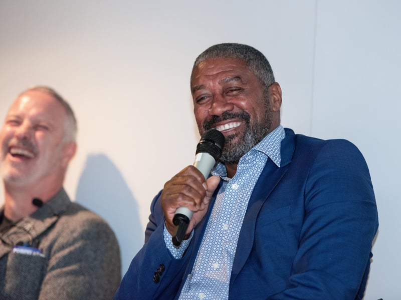 Kit Symons and Mark Chamberlain at the Played Up Pompey Four book launch in Fratton Park's Victory Lounge on Friday night. Picture: Steve Reid