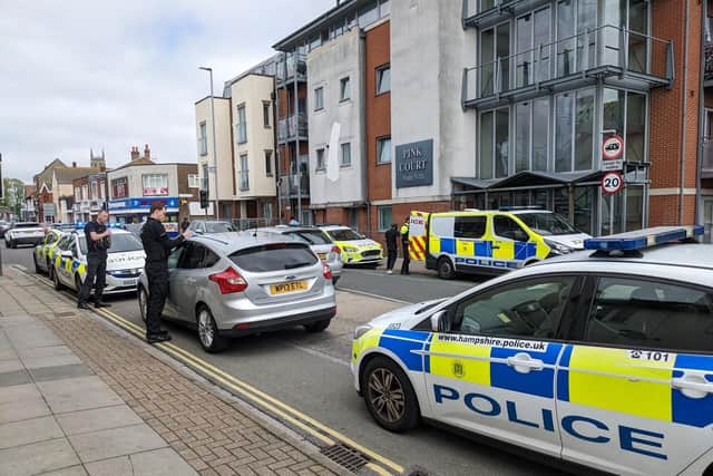 Police arrested a man in Fratton Road at 1pm on Sunday Picture: Joe Buncle