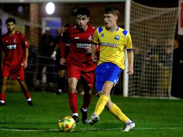 Harry Jewitt-White in action for Gosport against Harrow last night. Picture by Tom Phillips