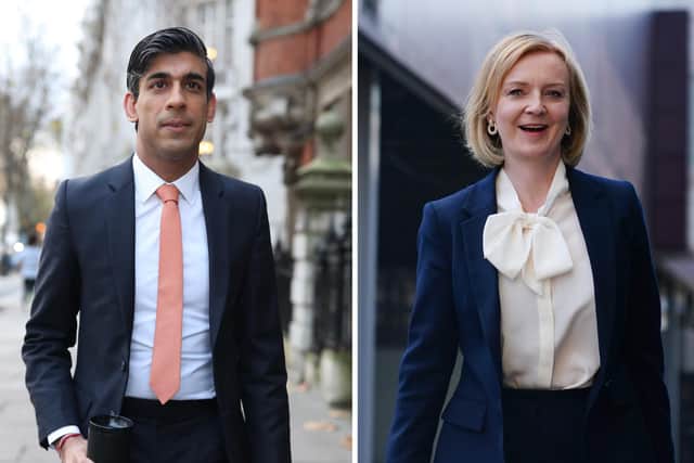 File photo of Ms Mordaunt's PM rivals Rishi Sunak and Liz Truss who both made it through to the final two in the Tory leadership race, after Ms Mordaunt was eliminated from the contest after the final round of voting by MPs.