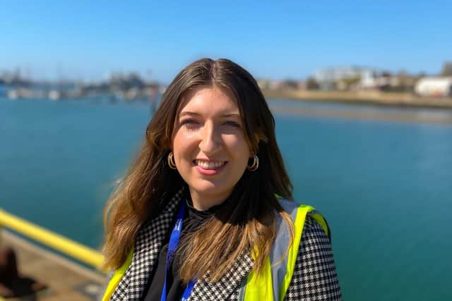 Charlotte Saunders is an apprentice marketing admin assistant at Portsmouth International Port. 