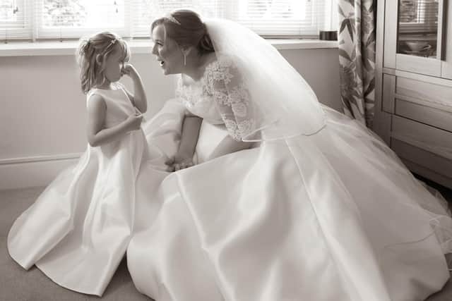 Abi with her daughter Jessica on the morning of the wedding. Picture: Carla Mortimer Photography