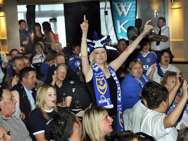 Pompey fans gathered at the Albert Tavern bar on South Parade Pier, Southsea, to watch the game.PICTURE: MICHAEL SCADDAN