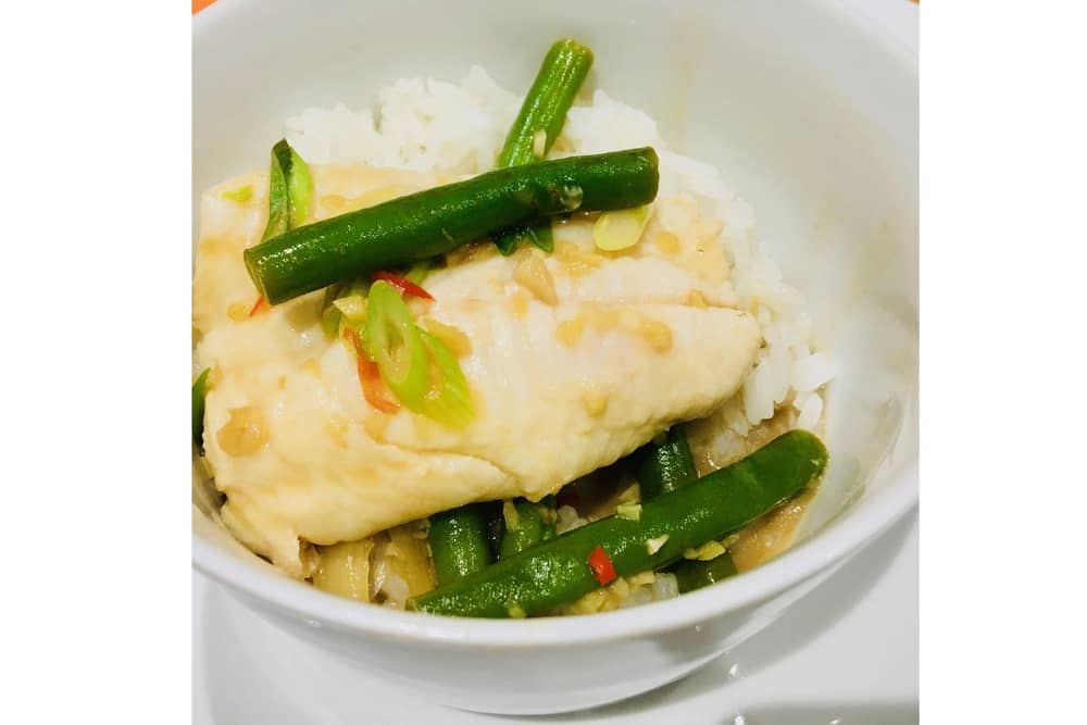 Thai-style lemon sole with bobby beans