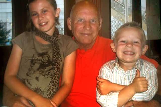 The late Joe Laidlaw with grandchildren Grace and Harvey