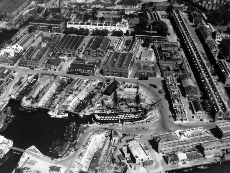HMS Victory at Portsmouth Historic Dockyard and Environs, Portsmouth, 1949