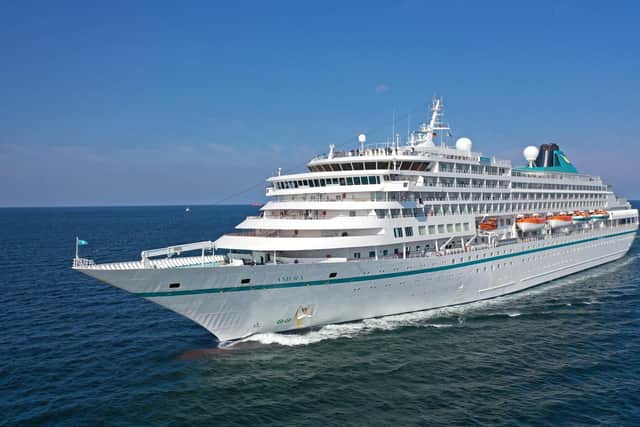 Phoenix Reisen's MS Amera - hundreds of tourists flocked to Portsmouth on the final call of its 125-day worldwide cruise. Picture: Portsmouth City Council