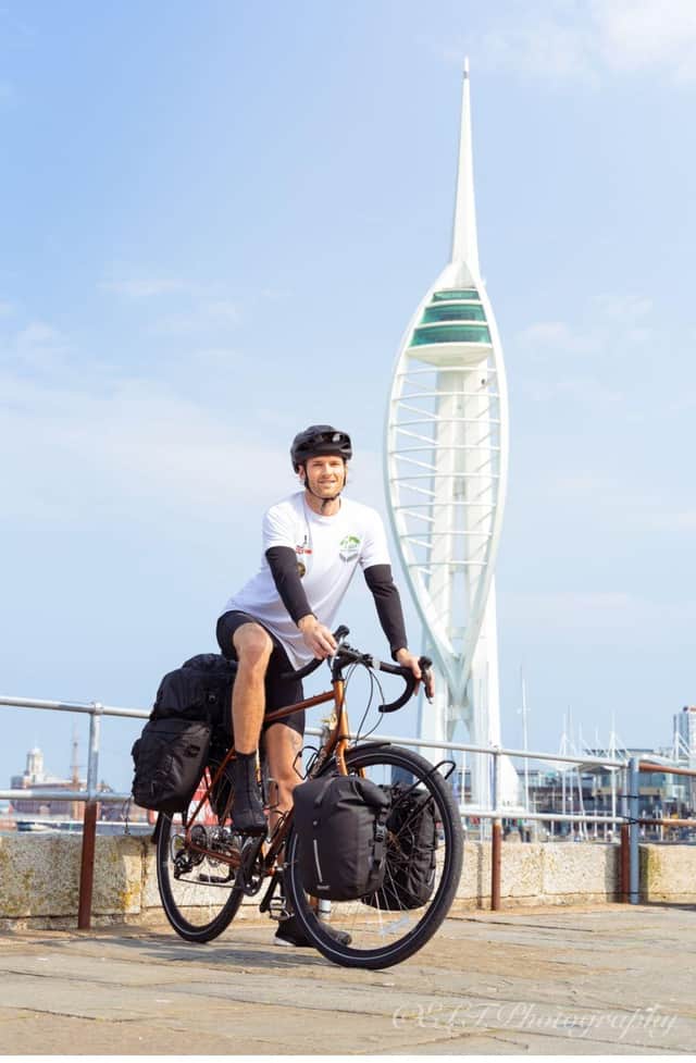 Heart of Portmouth icon, where Lewis is from and leaving from to cycle to world