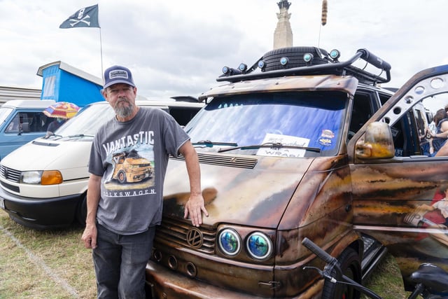 John Power and his VW at The Beach Dubbin' Volkswagen fiesta on Southsea Common today (August 4).