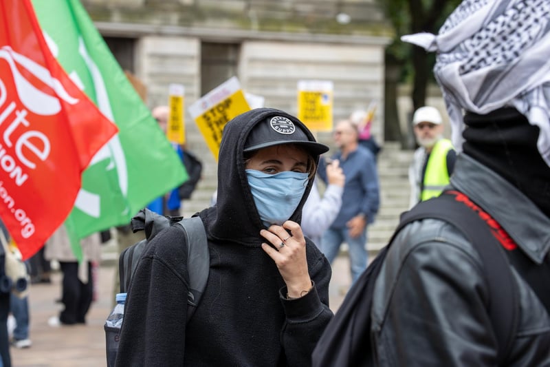 A rally was held in Guildhall Square on Saturday by both anti illegal immigration protesters and Stand Up To Racism. Pictured - Scenes from the rally Photos by Alex Shute