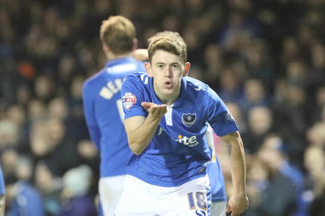 Ben Tollitt celebrates scoring for Pompey against York in November 2015. His Macclesfield side were yesterday relegated from the Football League. Picture: Barry Zee