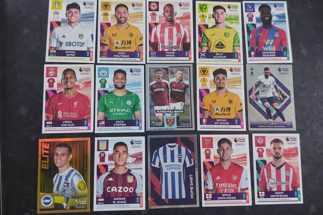 A selection of Panini's 2022 Premier League stickers