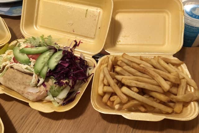 Takeaway kebabs and chips from The Boss Kebab, Shedfield