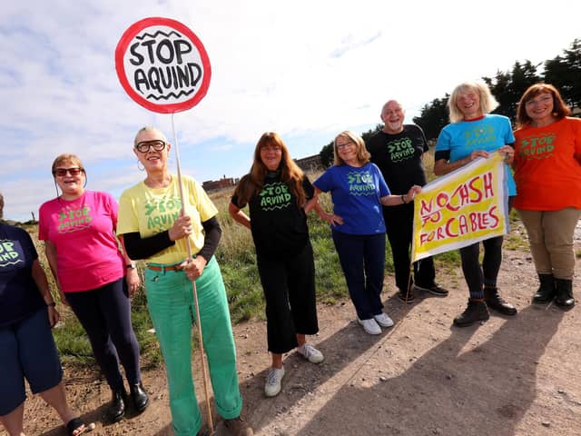 Let's Stop Aquind protesters in Fort Cumberland car park, Eastney in October last year 
Picture: Chris Moorhouse   (jpns 131021-09)