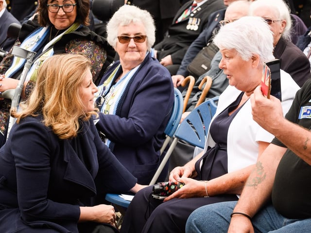 Pictured is: Penny Mourdant MP speaking to the crowd. Picture: Keith Woodland (190621-163).