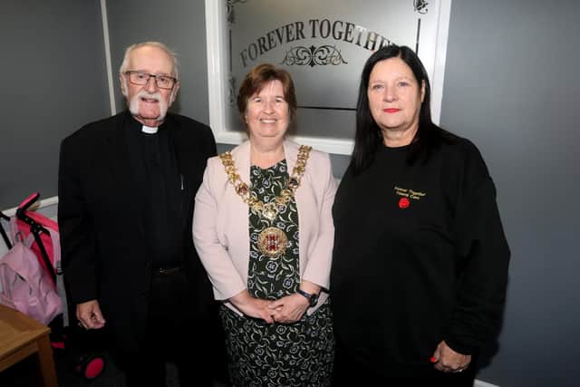 From left: Father Tony Wiltshire, Cllr Vivian Achwal, and Denise Chapman. Photograph by Sam Stephenson