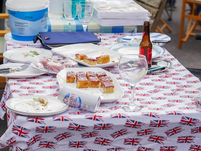 Cake and beer going down well on Taswell Road VE Day street party. Picture: Alec Chapman