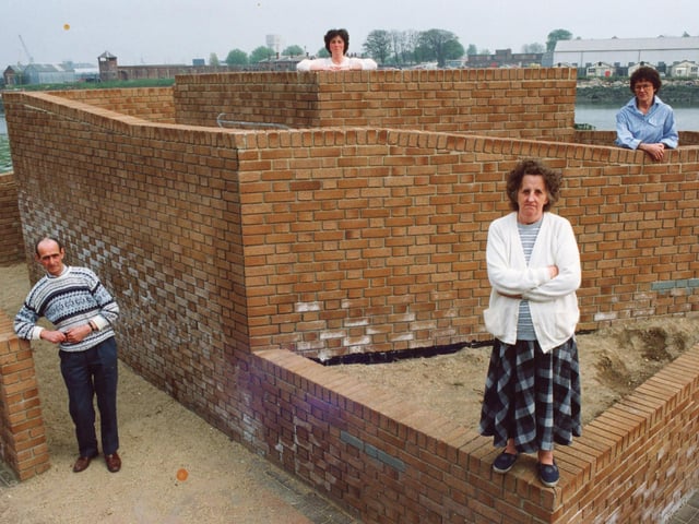 Residents Sally Waterhouse, Lynne Barker, Jim Barclay and Lib Dem Joyce Upperton at Marina Way in Gosport in 1991. Picture: (1744-2)