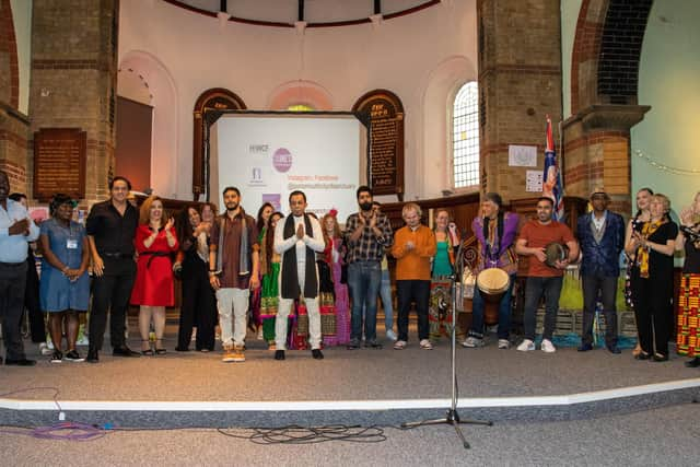 All participants gathered on the stage. Picture: Alex Shute