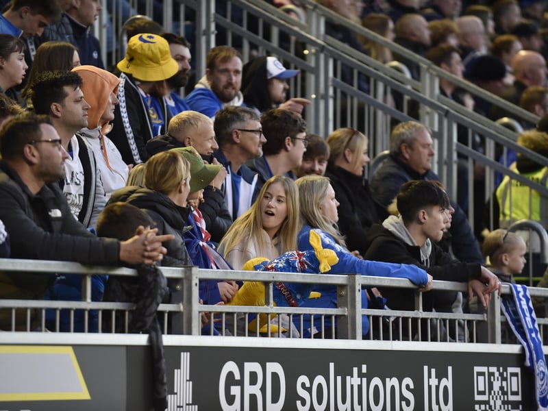 Fans inside the ground at Fratton Park as they prepare for the match between Portsmouth FC v BarnsleyPicture: Sarah Standing (160424-637)
