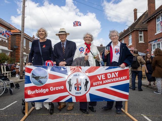 Residents of Burbidge Road, Norma Williams, Kenneth Williams, Kathleen Dixon and Jean Johnson who were alive during VE Day. Photos by Alex Shute