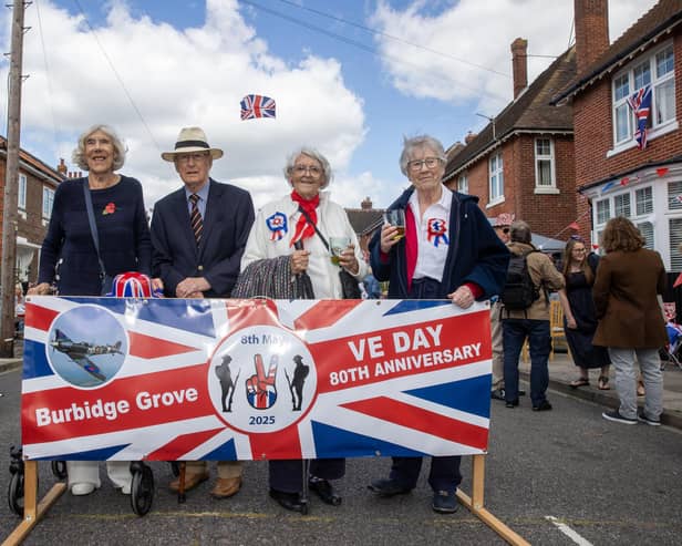 Residents of Burbidge Road, Norma Williams, Kenneth Williams, Kathleen Dixon and Jean Johnson who were alive during VE Day.  Photos by Alex Shute