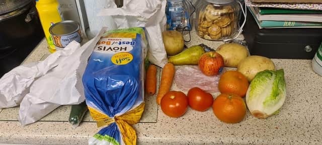 The food parcel sent to Kayleigh Maree Jeffery which she said was to feed one of her children for nine days.