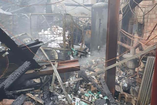 Destruction from fire inside linen premises in New Road, Fratton. Pic HIWFRS