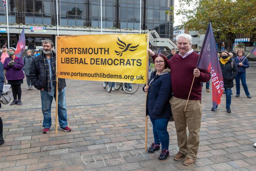 Gerald Vernon-Jackson and Portsmouth Liberal Democrats at the COP26 demonstration. Picture: Mike Cooter (061121)