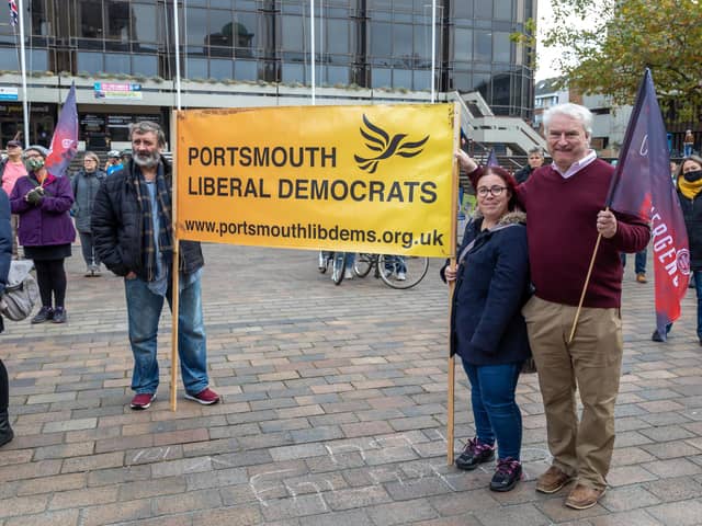 Gerald Vernon-Jackson and Portsmouth Liberal Democrats at the COP26 demonstration. Picture: Mike Cooter (061121)