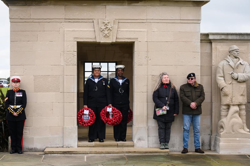 Pictured is: Wreath Bearers wait to join the parade

Picture: Keith Woodland (121121-25)