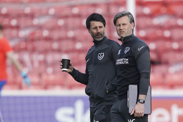 Pompey head coach Danny Cowley, left, with brother Nicky.