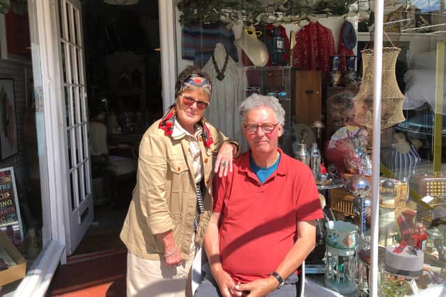 Chairwoman of the Albert Road Traders Association, Jenni Catlow, and Geoff Catlow. Picture: Richard Lemmer.
