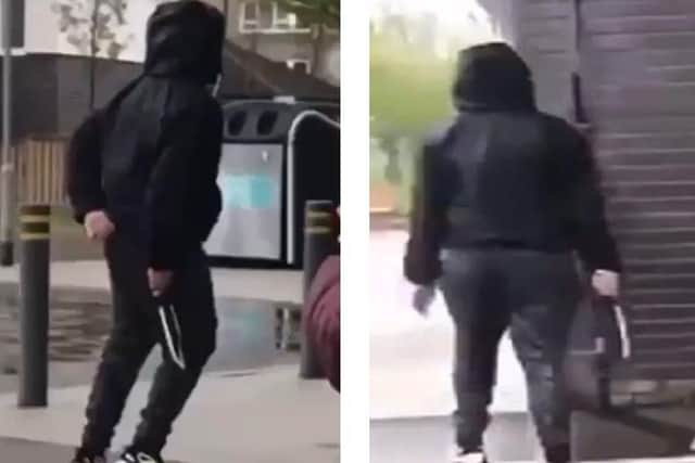 Officers arrested a 12-year-old boy from Portsmouth on May 1 on suspicion of threatening a person with a blade/sharply pointed article in a public place. Video footage shows a boy with a knife at the Somers Town Hub in Portsmouth. Picture: Snapchat