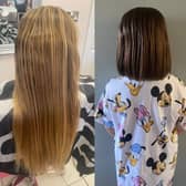 7-year-old Lexie Harding chops 13 inches of her long locks to donate to the Little Princess Trust.