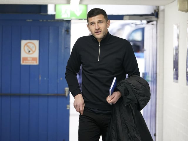 Portsmouth Head Coach John Mousinho during the EFL Sky Bet League 1 match between Peterborough United and Portsmouth at London Road, Peterborough, England on 28 January 2023.