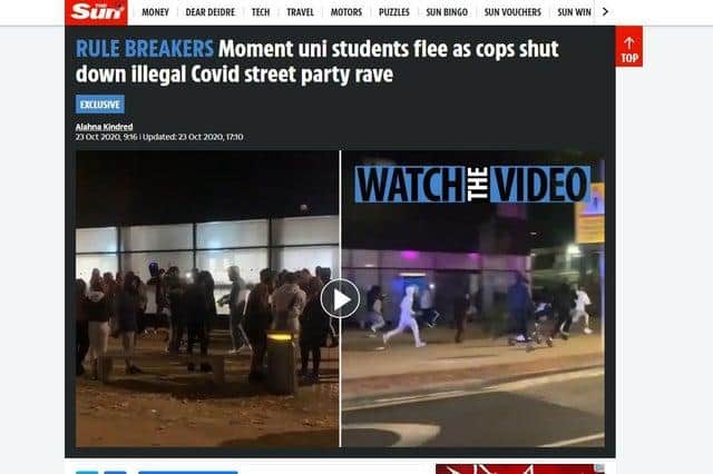 How The Sun reported the illegal street party in the centre of Portsmouth.