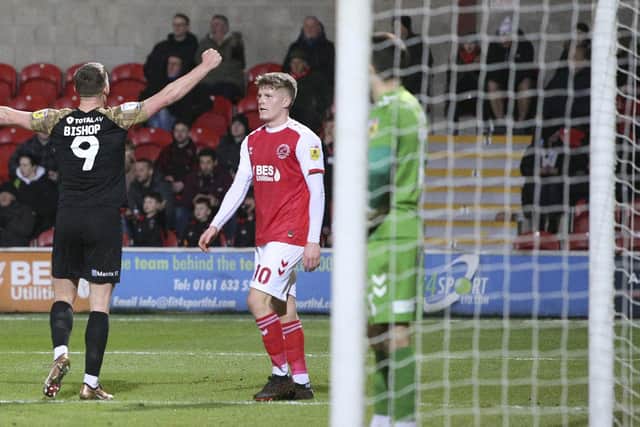 Colby Bishop was watched by Blackburn boss Jon Dahl Tomasson as he scored his 15th goal of the season at Blackburn last night.