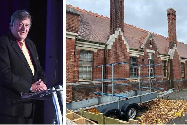 The records office in Museum Road, Old Portsmouth, that could be demolished to make way for new homes. Picture: Alvin Edyvane. And Stephen Fry (left)