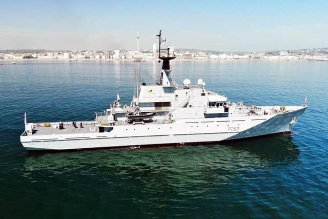 HMS Severn has been recommissioned into the navy after almost three years out of the fleet. Here she is pictured near Brighton. Photo: Royal Navy