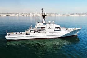 HMS Severn has been recommissioned into the navy after almost three years out of the fleet. Here she is pictured near Brighton. Photo: Royal Navy
