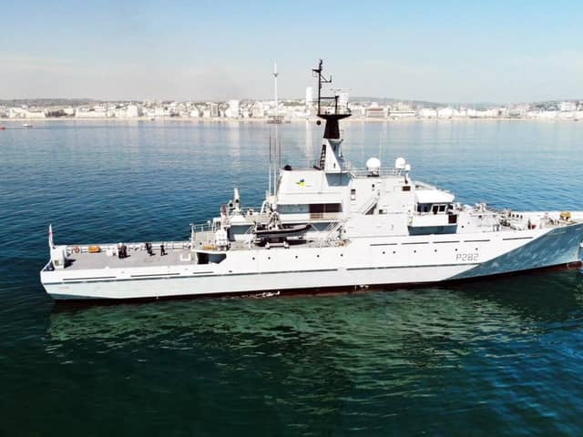 HMS Severn has been recommissioned into the navy after almost three years out of the fleet. Here she is pictured near Brighton. Photo: Royal Navy