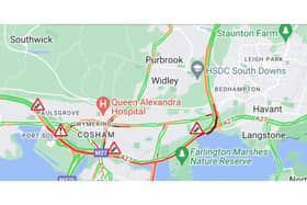 There is a lot of traffic in the Hampshire area. One of the main causes is a closed slip road following flooding.